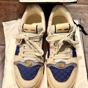 Gucci Men's Blue and Cream Sneakers
